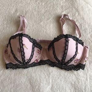 Victoria's Secret 34C Mauve Black Floral Bra